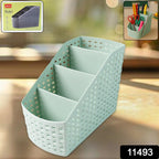 Multi-Purpose Storage Basket Organizer filled with household items on desk
