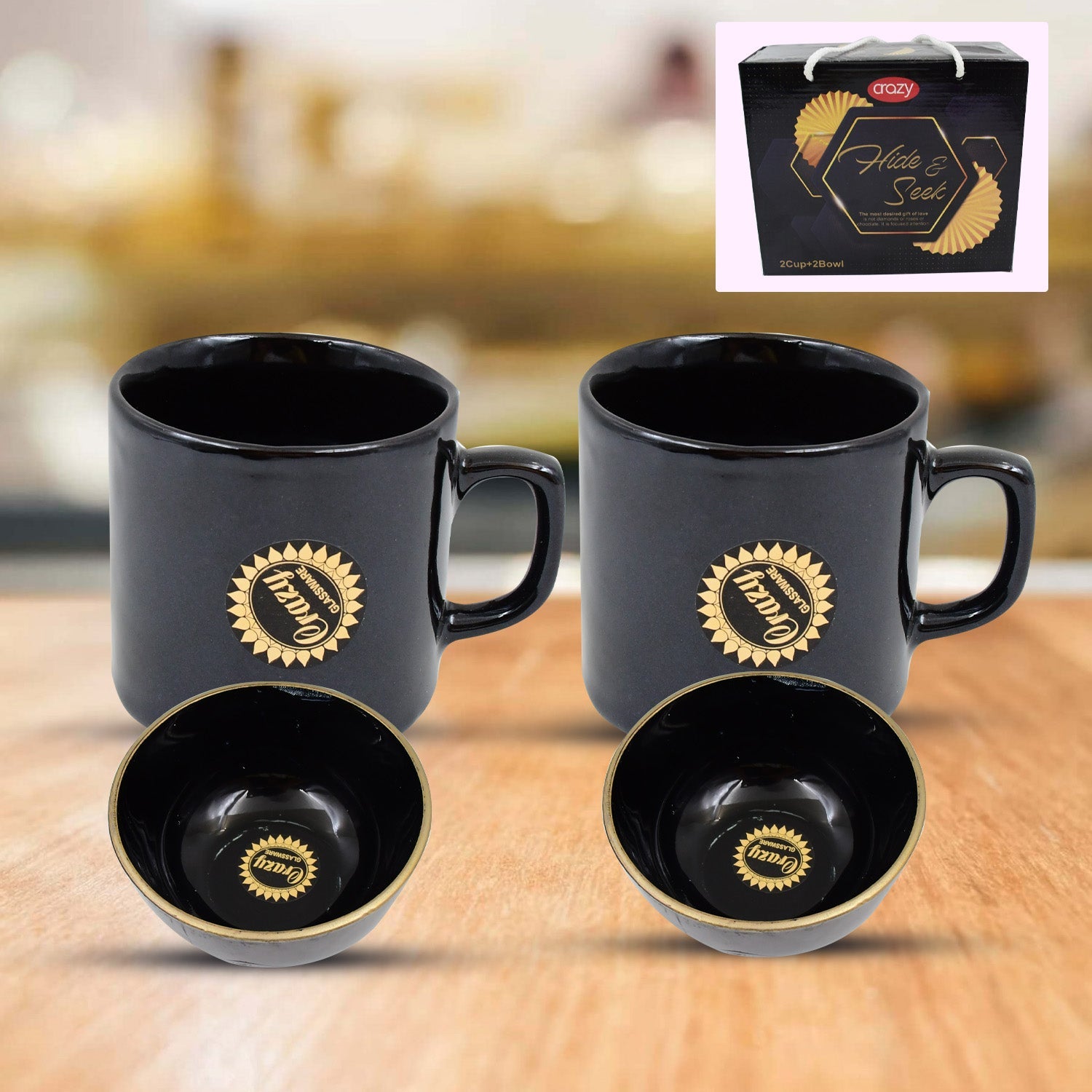 Elegant ceramic tea cup set with round serving bowls, presented on a light background.