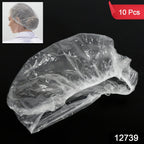 A single disposable shower cap, neatly sealed in its clear individual wrapper.