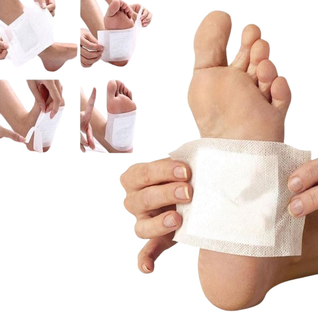 Packaging for Kinoki Detox Foot Pads by Velvet Wellness, highlighting ginger and salt.