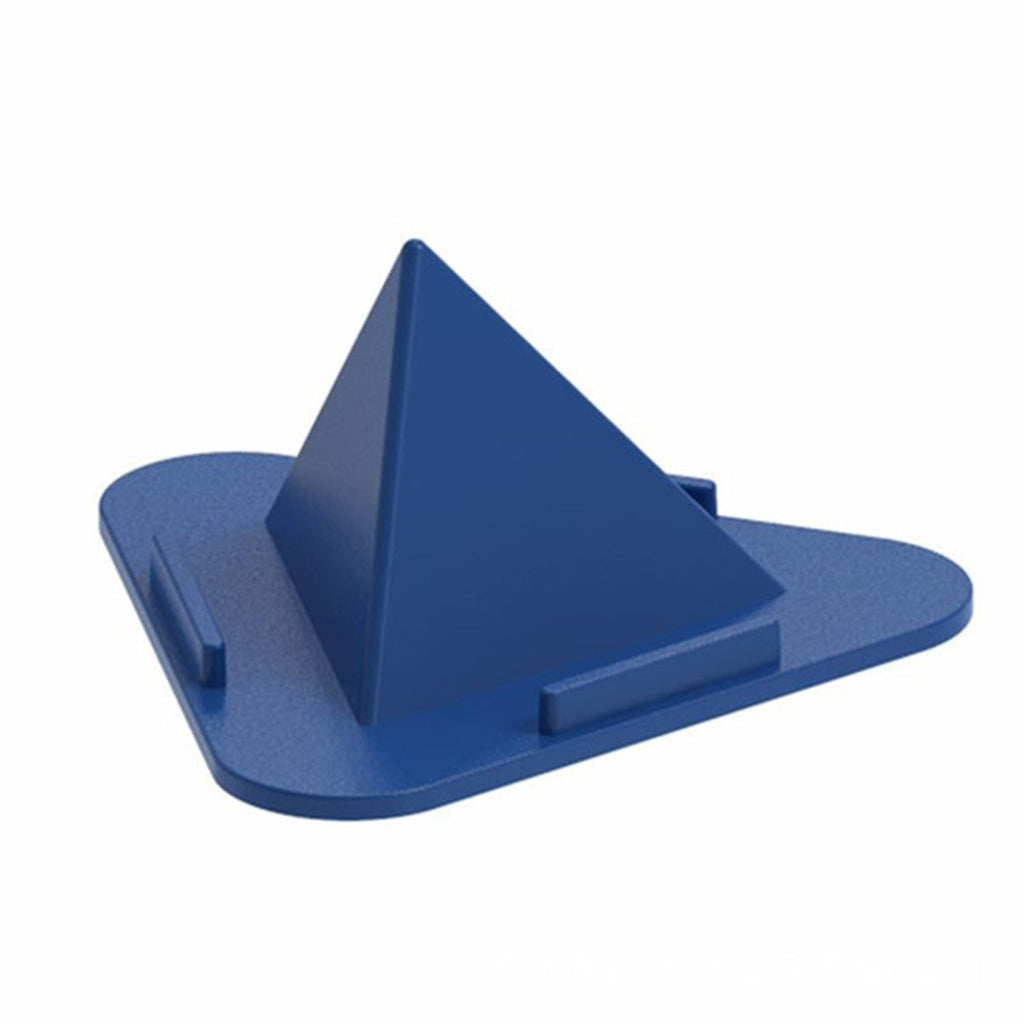 Front view of the pyramid mobile stand, ready to hold a device at an optimal angle.