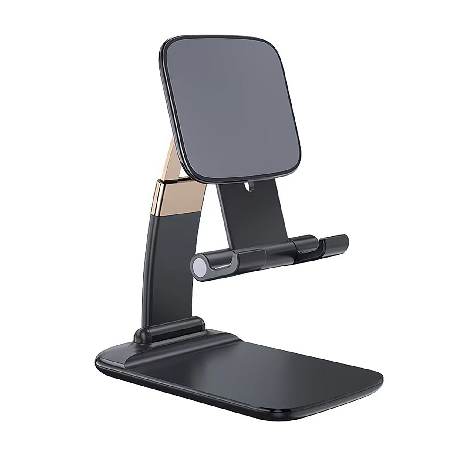 Ergonomic foldable phone holder displaying a smartphone for hands-free use.