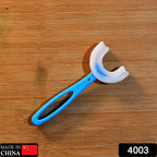 Close-up of the soft silicone U-shaped brush head for gentle cleaning.