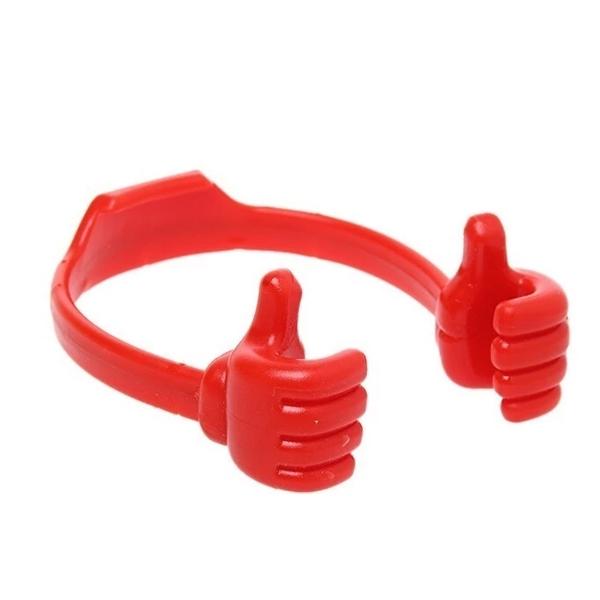 White hand shape phone holder showcasing its stable grip on a tablet.