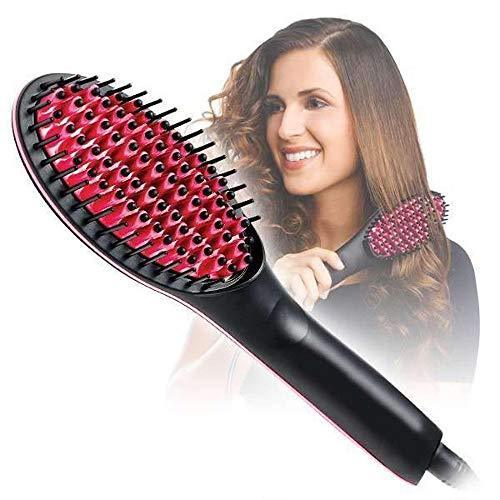 Close-up of the anti-static ceramic bristles and heating plates of the hair styling tool.