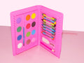 Kids Art Set in a colourful box, open to show 24 pieces of crayons, watercolours, and tools.