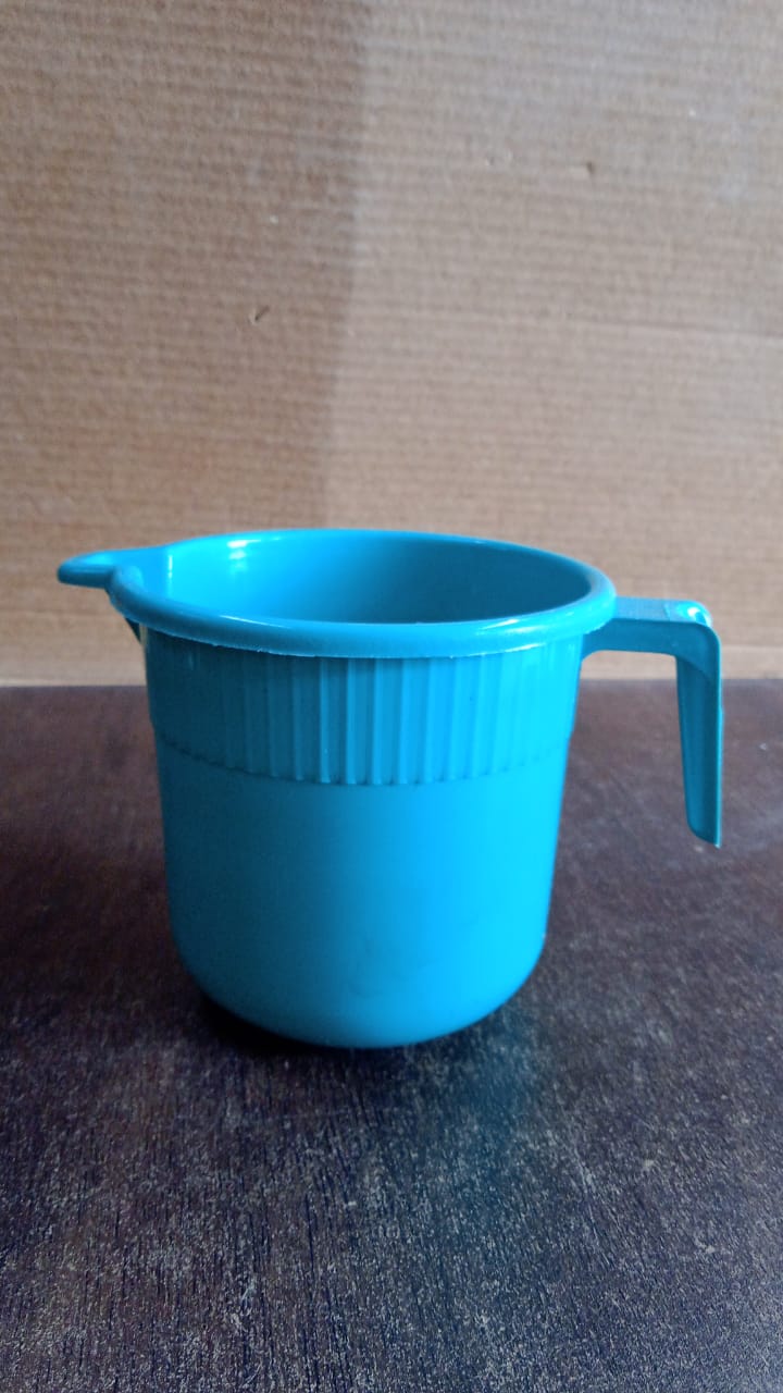 Durable plastic bath mug ideal for easy water pouring in bathroom