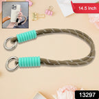 An overhead view showcasing multiple adjustable nylon phone wrist straps in various colors.