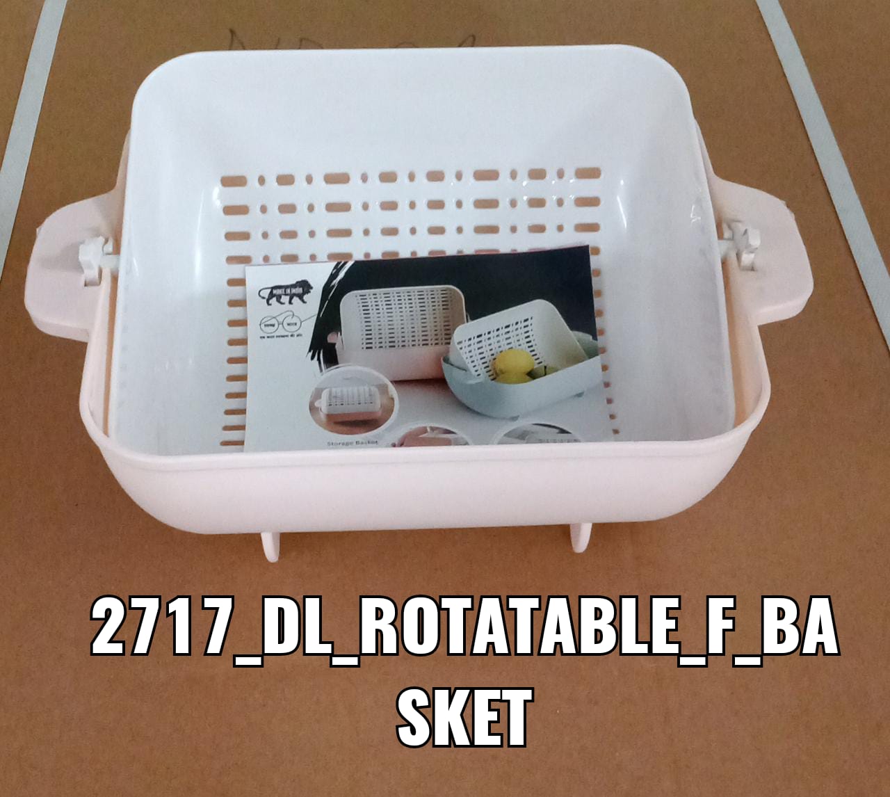 Detailed view of the plastic rotatable strainer's durable construction.