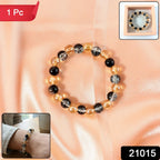 Dual-Tone Crystal Beaded Stretch Bracelet styled on wrist showcasing elegant sparkle