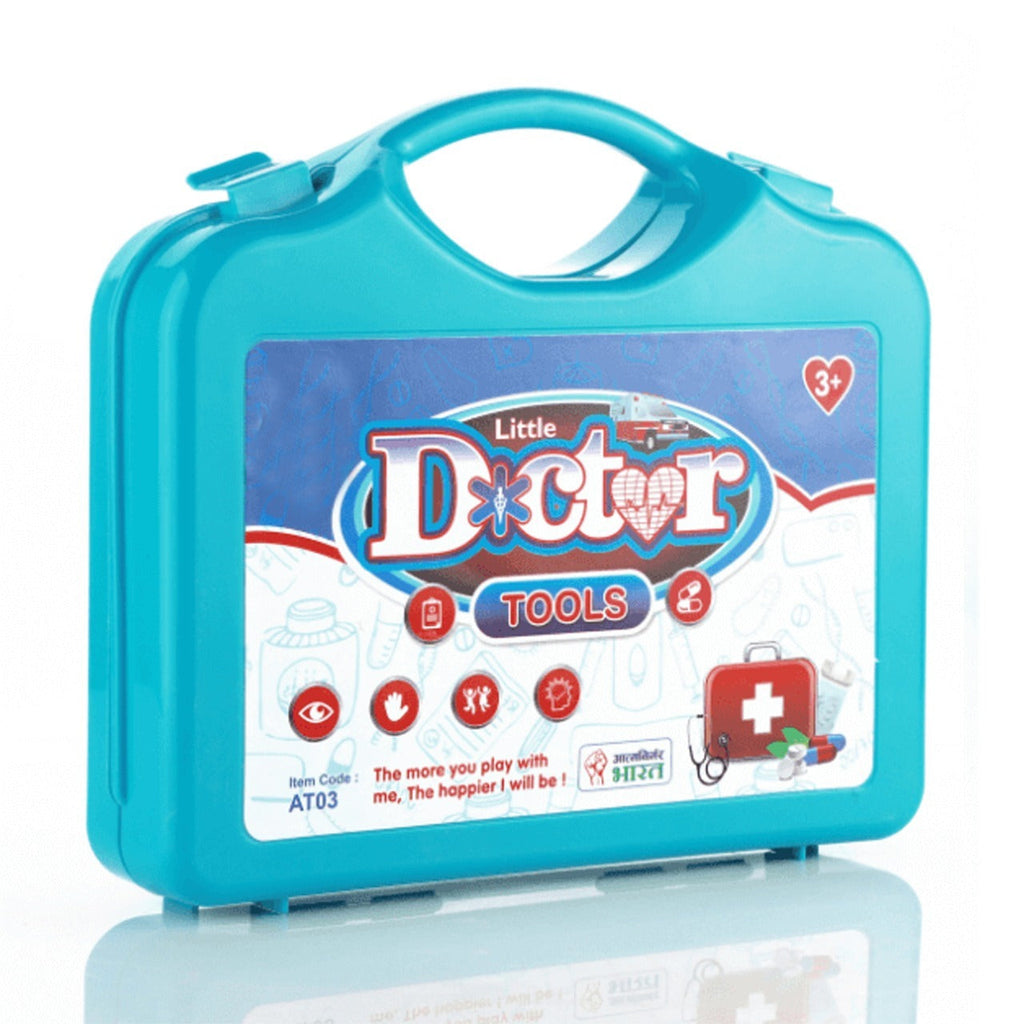 Multicolour doctor toy set for kids, showcasing all included items.