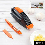 Multifunctional garlic press with an easy-squeeze design, ideal for mincing garlic and ginger.