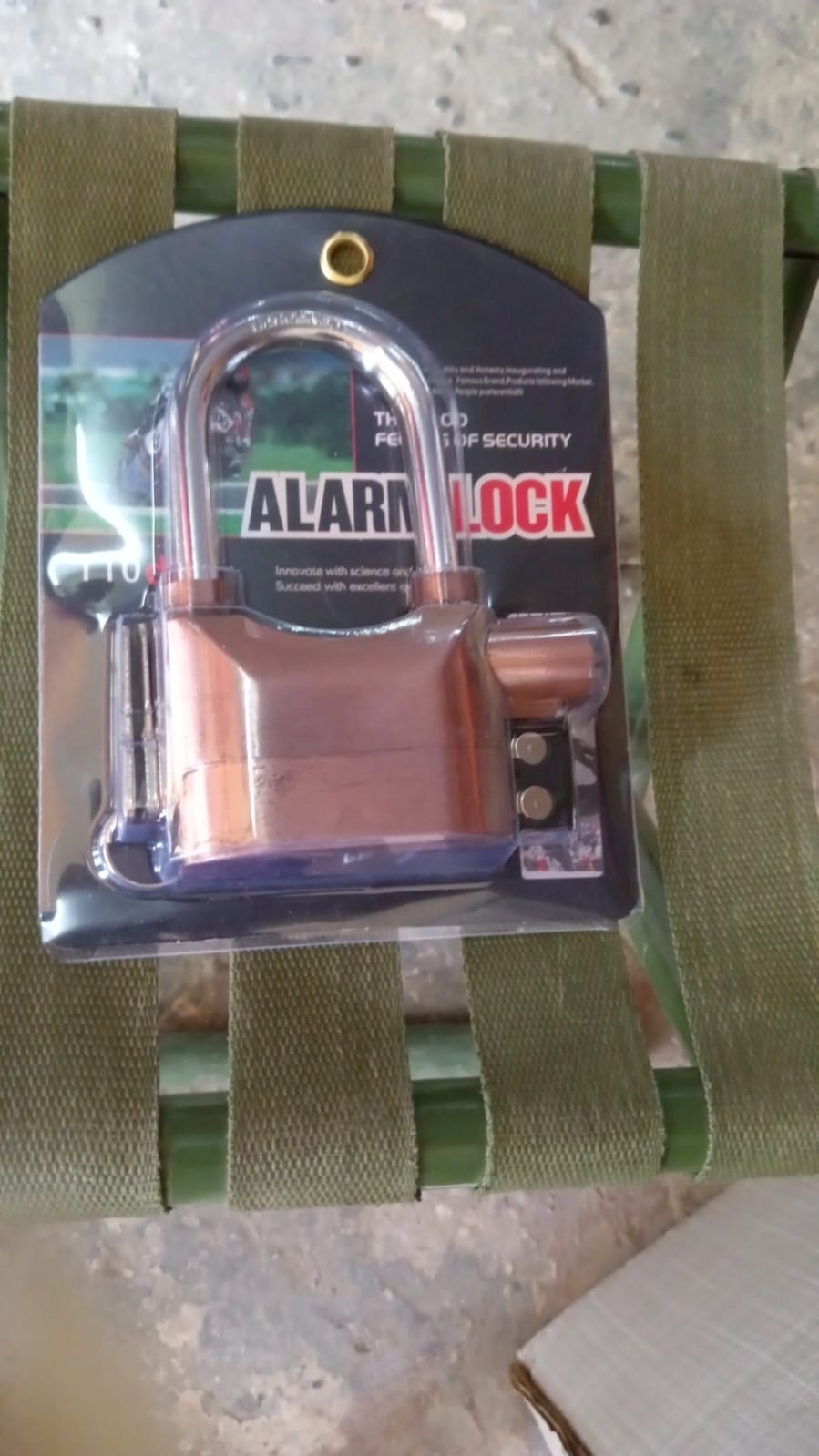Another view of the versatile Security Alarm Lock and its accompanying keys.