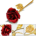 Side view of 24K gold artificial rose demonstrating delicate gold leaf craftsmanship