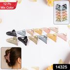 Assorted multicolor plastic triangle claw hair clips in a set