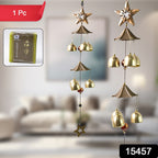 Close-up of outdoor hanging dragonfly wind chime showcasing colorful design and metal craftsmanship
