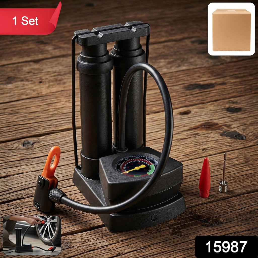 Double Cylinder Foot Air Pump with Pressure Gauge for tires