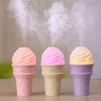 Ice cream shaped LED humidifier with mist spray in multicolor