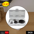 BoltForce 11-piece wood hole saw set arranged in its plastic storage case.
