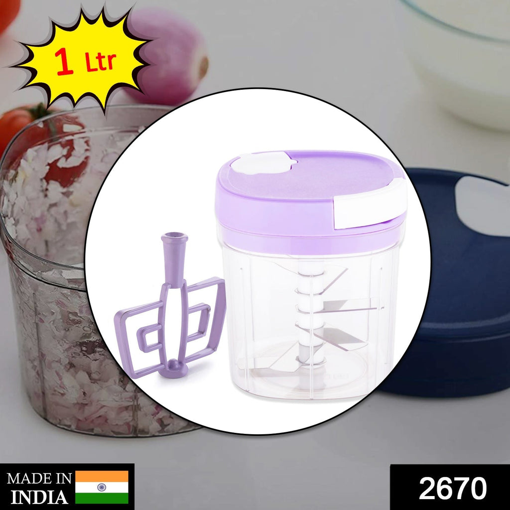 Ergonomic design of the handy vegetable chopper, showing its easy-grip handle.