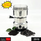 Close-up of the ChefAura electric grinder showing its sharp stainless steel blades.
