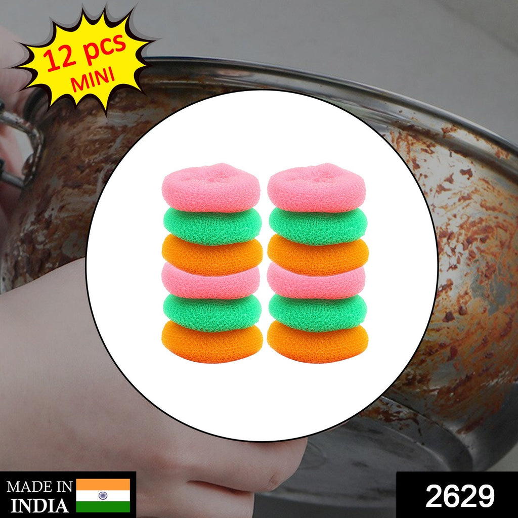 Durable round nylon scrubbers in a pack of 12, ready for tough cleaning tasks.