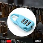 Side view of the portable 3-digit combination lock for travel bags.