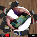 Close-up of breathable material on black gaming finger sleeves.