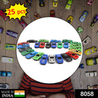 Collection of 25 unique racing cars from the Action Legion toy car set, in assorted colors.