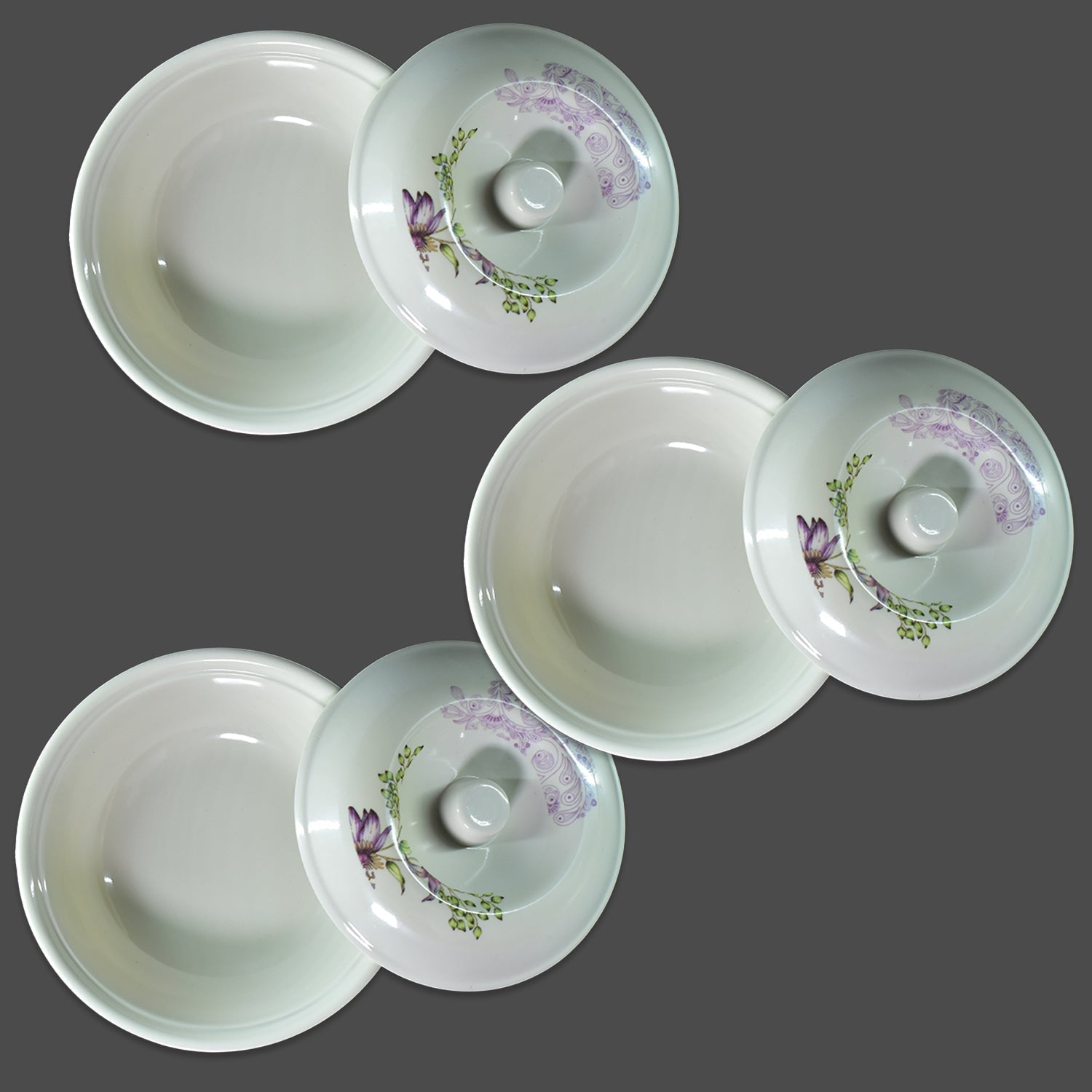 Premium 32-piece plastic dinnerware set arranged on a table.