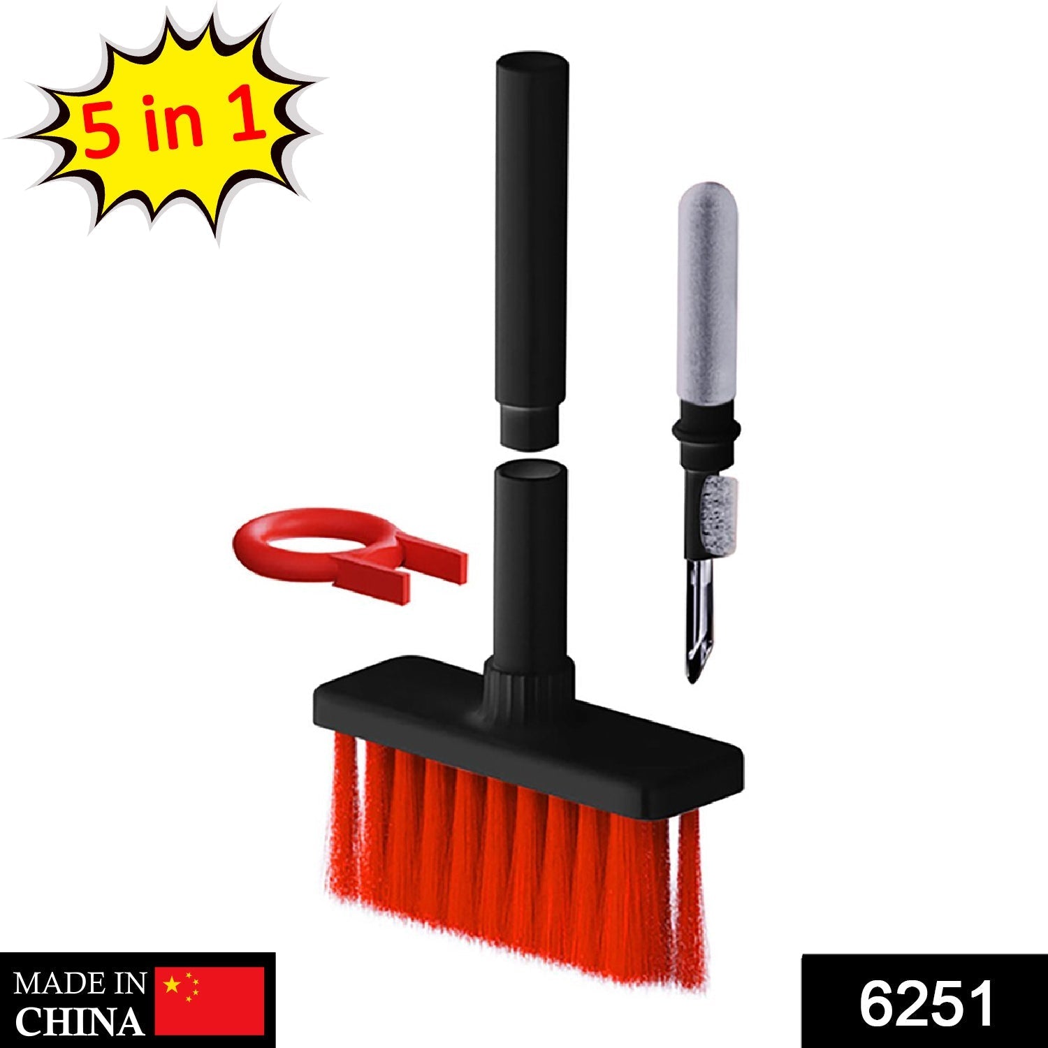 Detailed view of the 5-in-1 computer cleaning kit components.