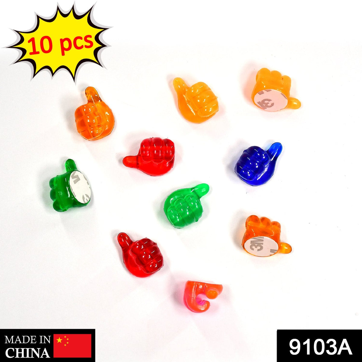 Close-up of the self-adhesive hand shape wall clips designed for easy installation.