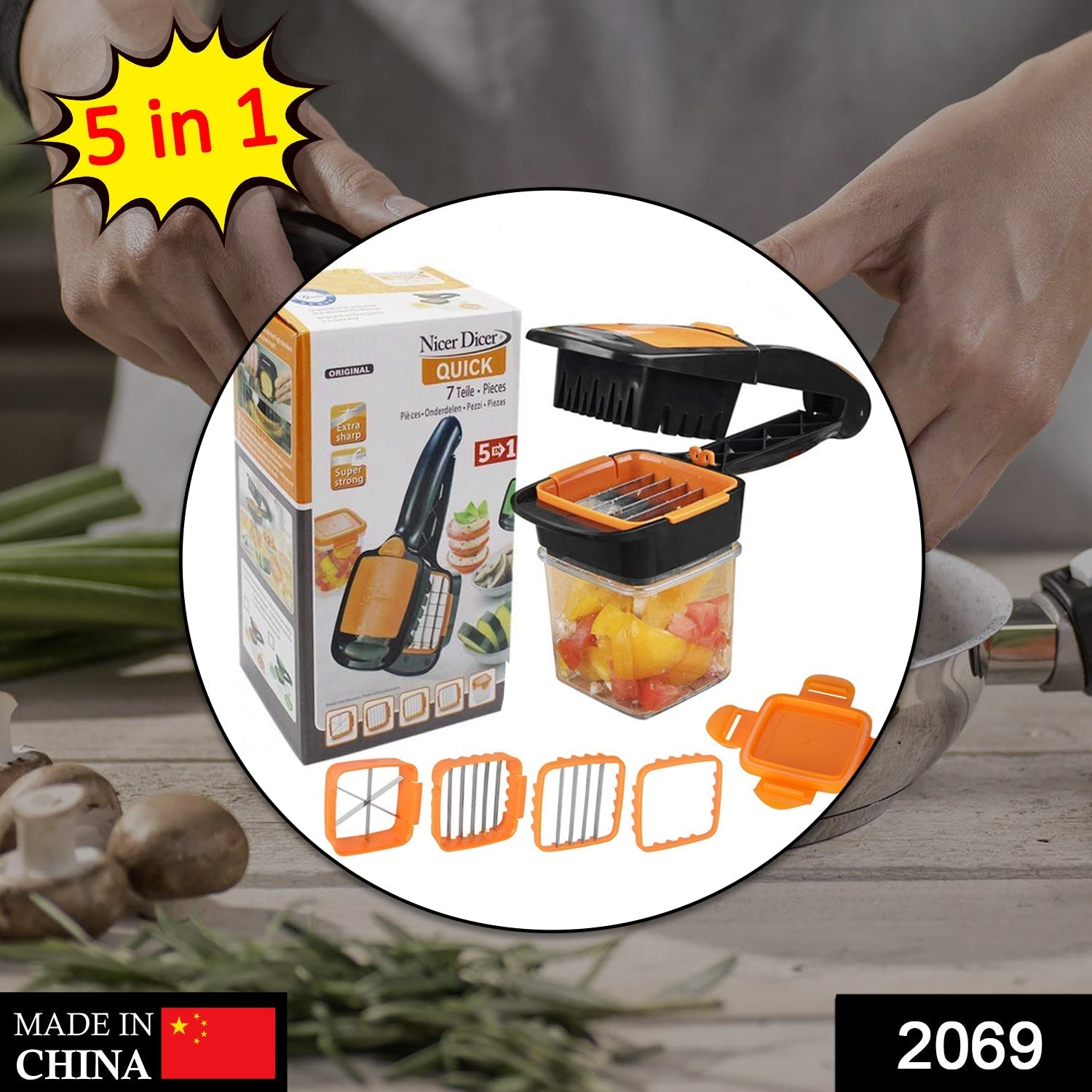 Quickslice vegetable chopper for slicing and dicing different foods efficiently.
