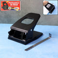 Heavy-duty metal 2-hole paper punch machine with adjustable spacing front view