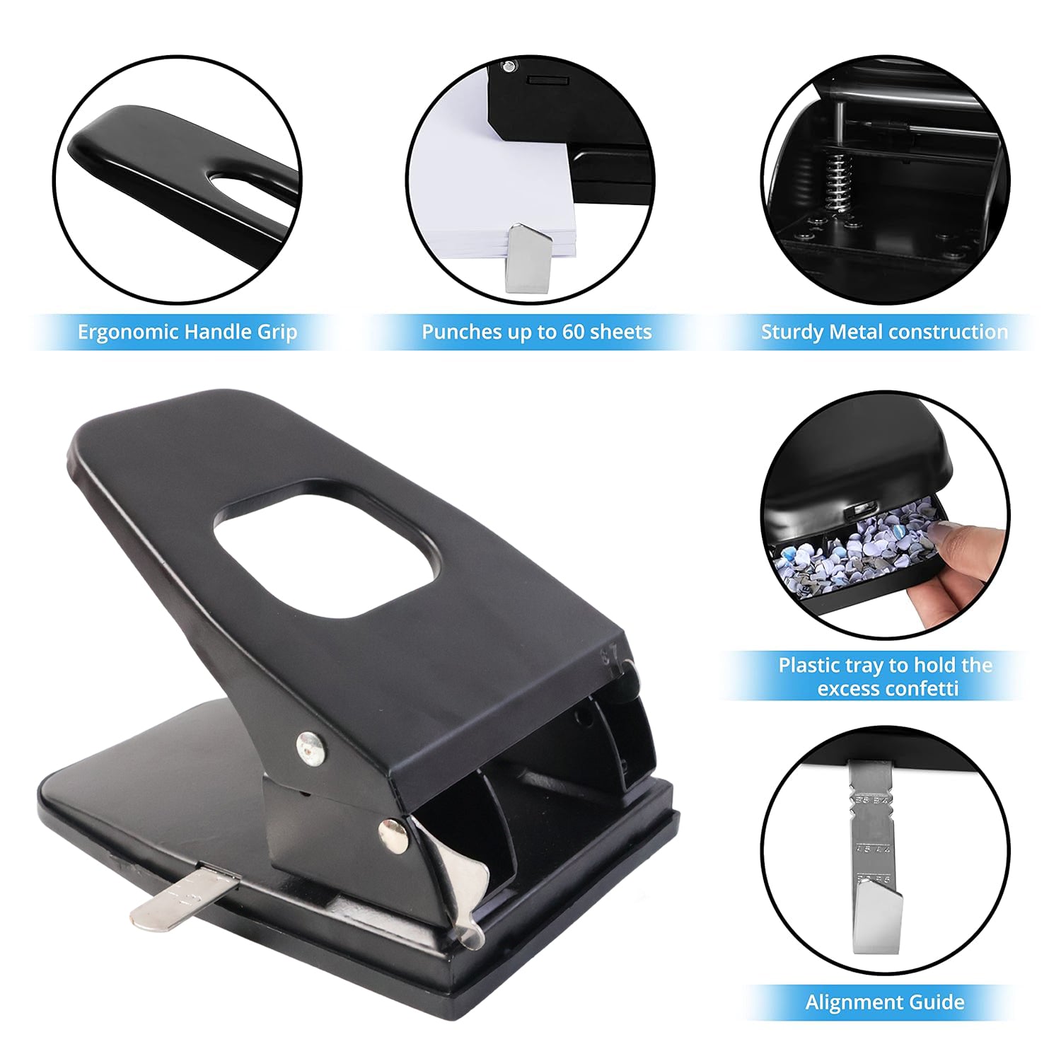 Paper punch machine with removable chip tray for easy cleanup