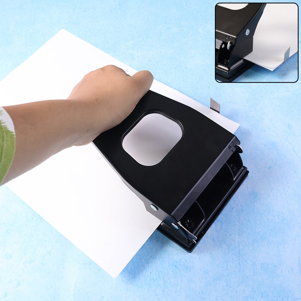 2-hole paper punch machine featuring anti-slip rubber base for stability