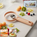 Dual-function fruit scooper and cutter tool with ergonomic handle