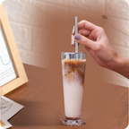 Two straight and two bent reusable stainless steel straws displayed side by side.