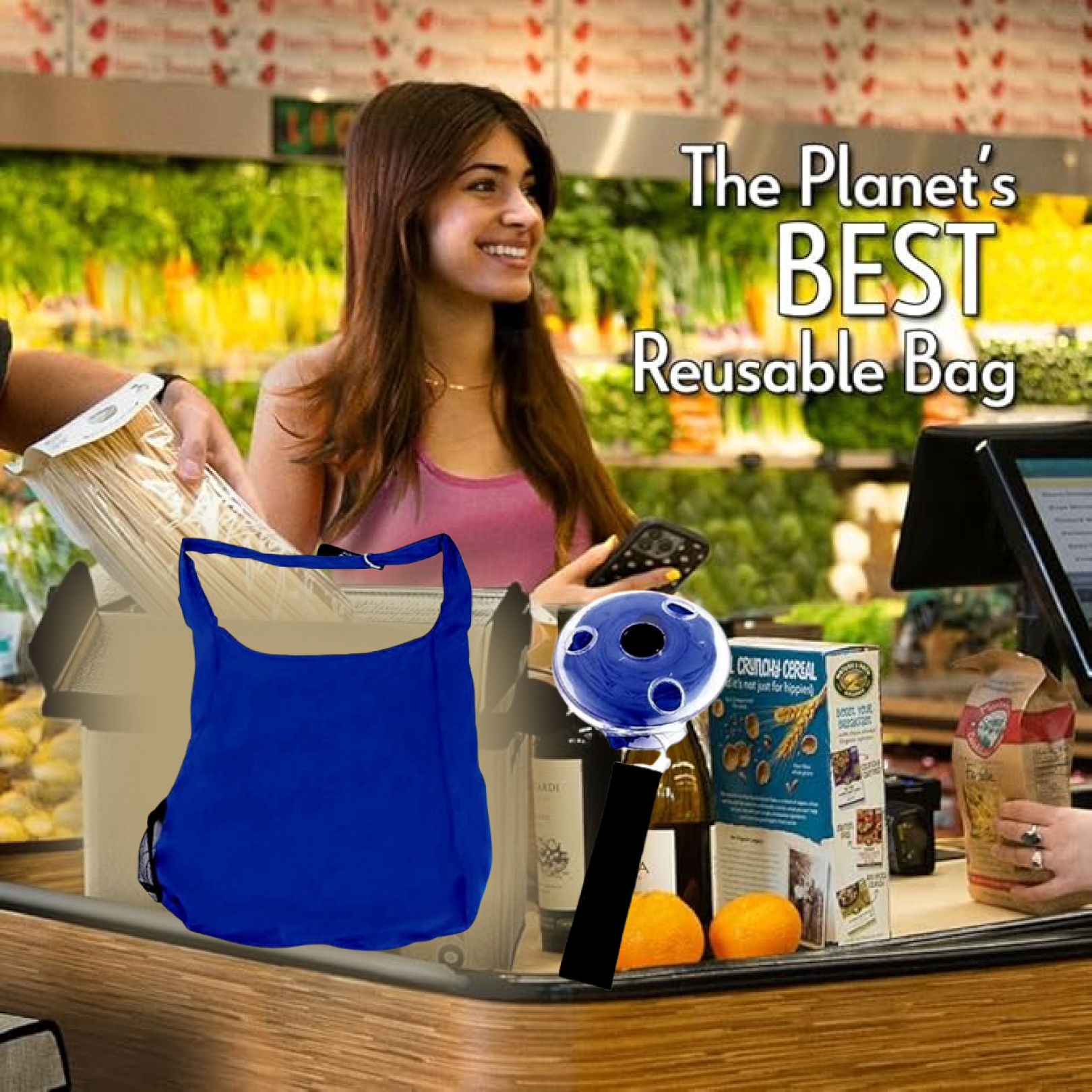 Unfolded insulated grocery bag, revealing its spacious and thermally lined interior.