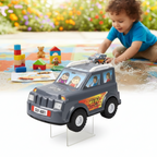 Toddler push toy SUV car with fun driver figures on windows
