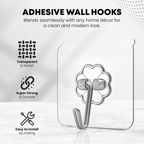 Diagram showing 6cm length and width of the stainless steel adhesive hook.