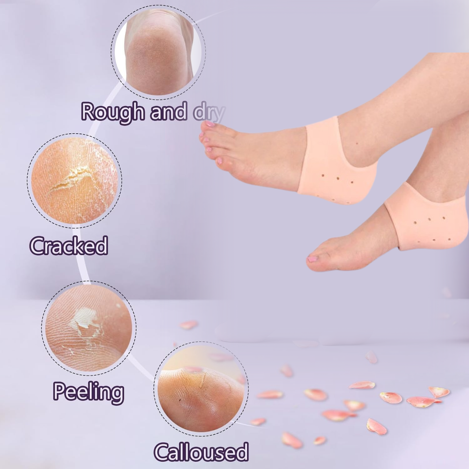 Close-up of breathable design on a silicone heel protector.