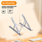 Close-up of the adjustable hinge mechanism on the metal laptop stand.