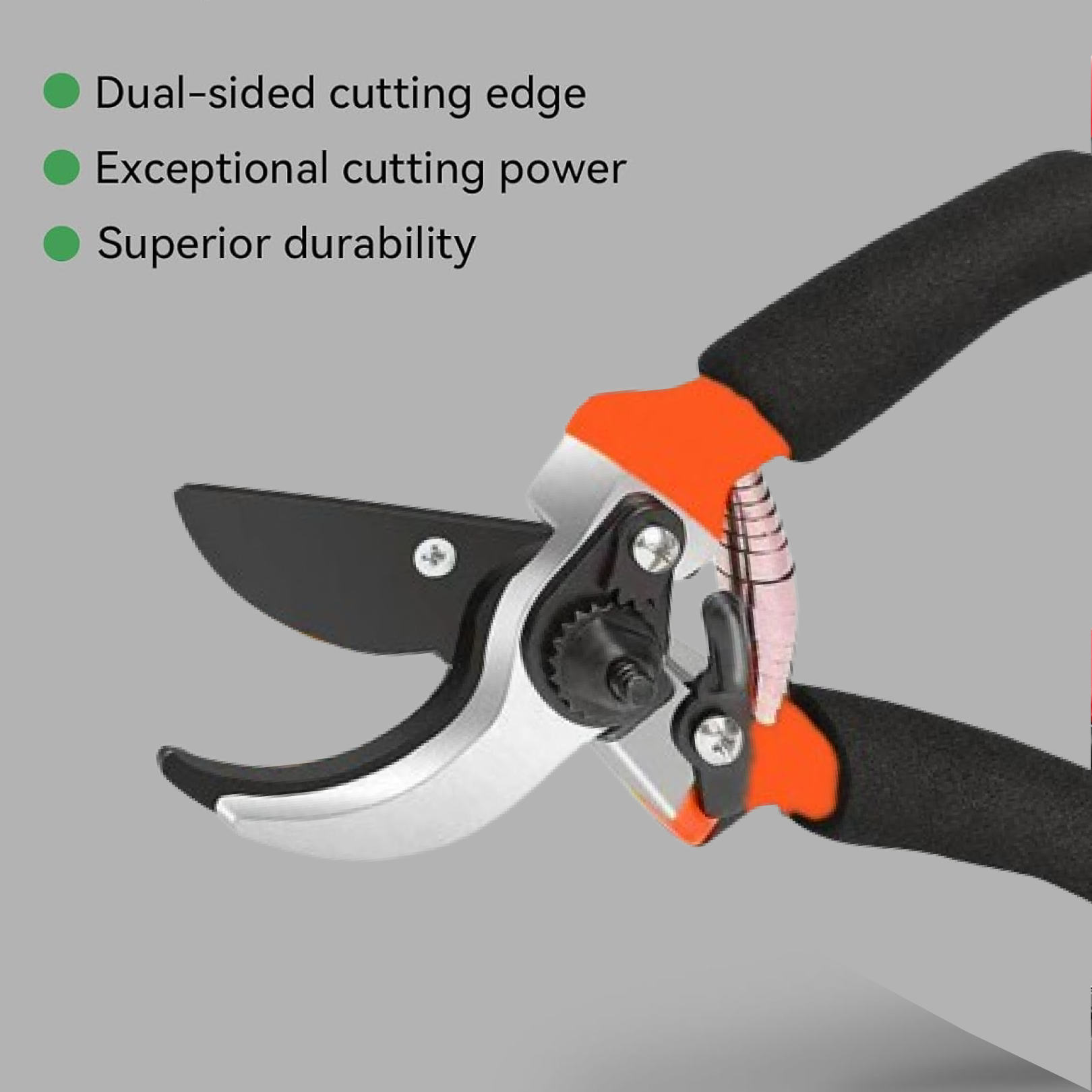 Ergonomic handle design for comfortable and secure grip during garden pruning tasks.
