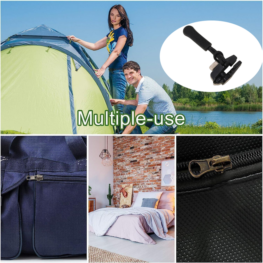 Detailed view of the detachable zipper slider's robust alloy mechanism and non-slip handle.