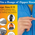 Image demonstrating how to attach the detachable zipper slider to a closed zipper track.