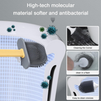 Close-up of the flexible soft silicone bristles designed for thorough toilet cleaning.