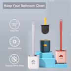 Silicone toilet brush effectively cleaning the inside of a toilet bowl.