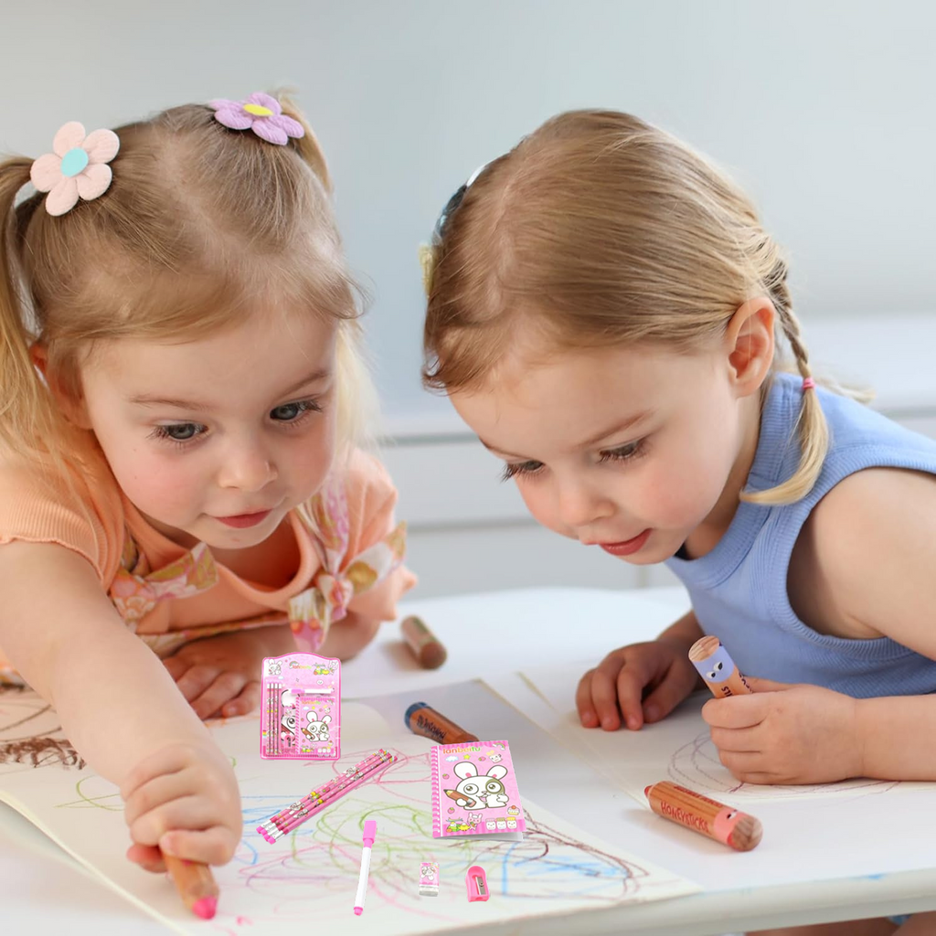 The 8-piece Kids' Stationery Kit displayed with all its contents.