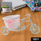 Cycle-shaped plastic flower vase for indoor decoration